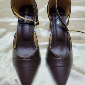 Nude Pointed Toe Ankle Strap Heel