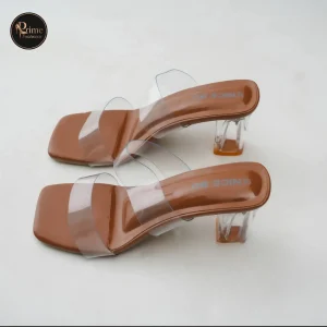 Elegant Transparent Double Strap Block Heel