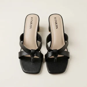 Elegant Knotted Toe-Post Block Heel